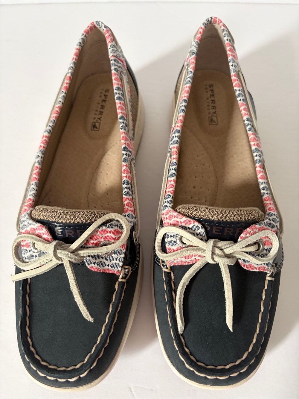 Sperry Angelfish Boat Shoes Navy Fish Stripe Women's size 7M